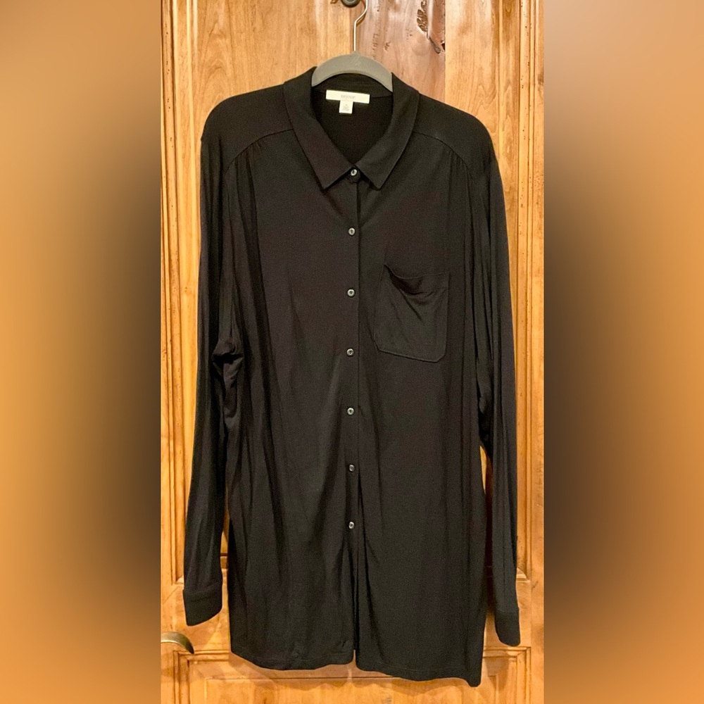 Sejour Women’s Classic Black Collared Tunic Top